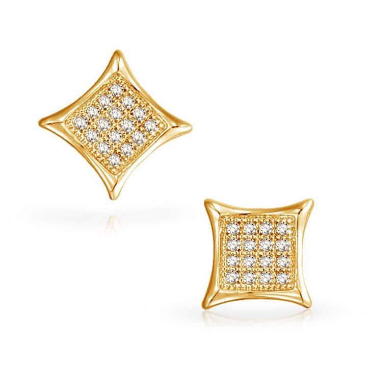 1/10CT Diamond Micro-pave Set Earrings 14K White Gold or Yellow Gold