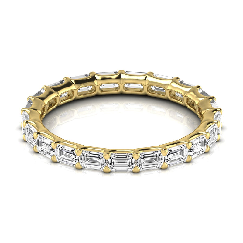 Jewelmore East-West Emerald Cut Lab Grown Diamond Eternity Band | 14K Gold, Stone Size-0.10 | E-F Color, VS-SI Clarity | 30 Day Free Return