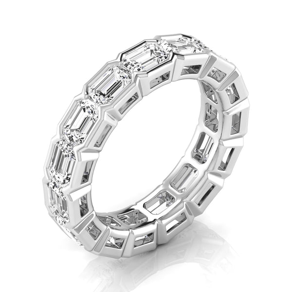 Jewelmore Gold East-West Half Bezel Emerald Cut Lab Grown Diamond Eternity Band | 14K Gold, Stone Size-0.33 | E-F Size, VS-SI Clarity | 30 Day Free Return