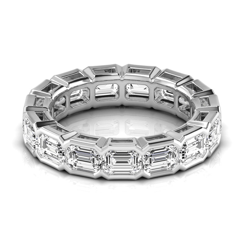 Jewelmore Gold East-West Half Bezel Emerald Cut Lab Grown Diamond Eternity Band | 14K Gold, Stone Size-0.33 | E-F Size, VS-SI Clarity | 30 Day Free Return