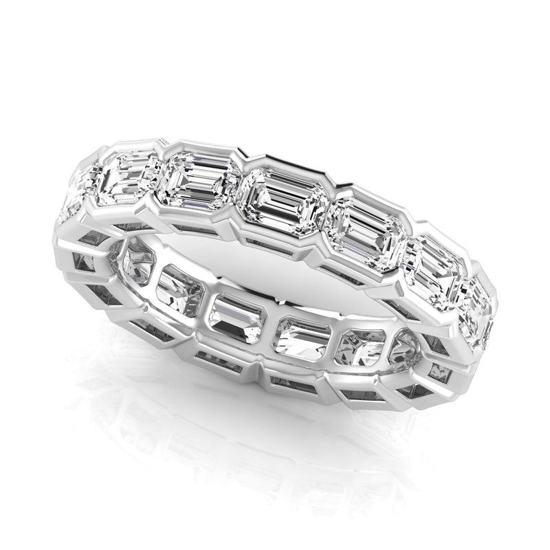 Jewelmore Gold East-West Half Bezel Emerald Cut Lab Grown Diamond Eternity Band | 14K Gold, Stone Size-0.33 | E-F Size, VS-SI Clarity | 30 Day Free Return