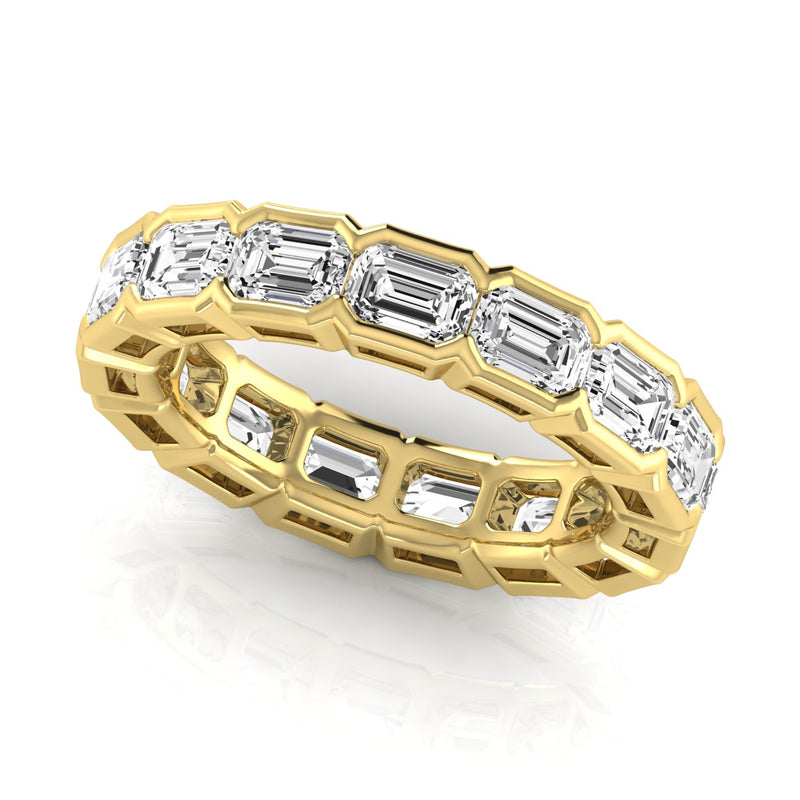 Jewelmore Gold East-West Half Bezel Emerald Cut Lab Grown Diamond Eternity Band | 14K Gold, Stone Size-0.33 | E-F Size, VS-SI Clarity | 30 Day Free Return