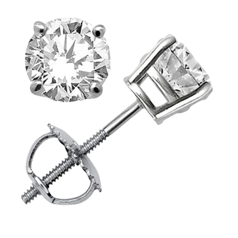 White Gold Screw Back Diamond Stud