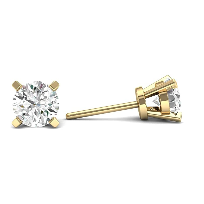 14K Gold Round-Cut Diamond Stud Earring