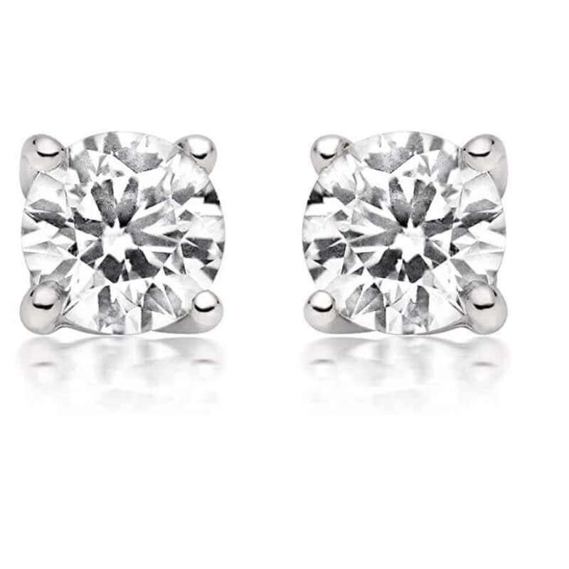 14K Gold Round-Cut Diamond Stud Earring