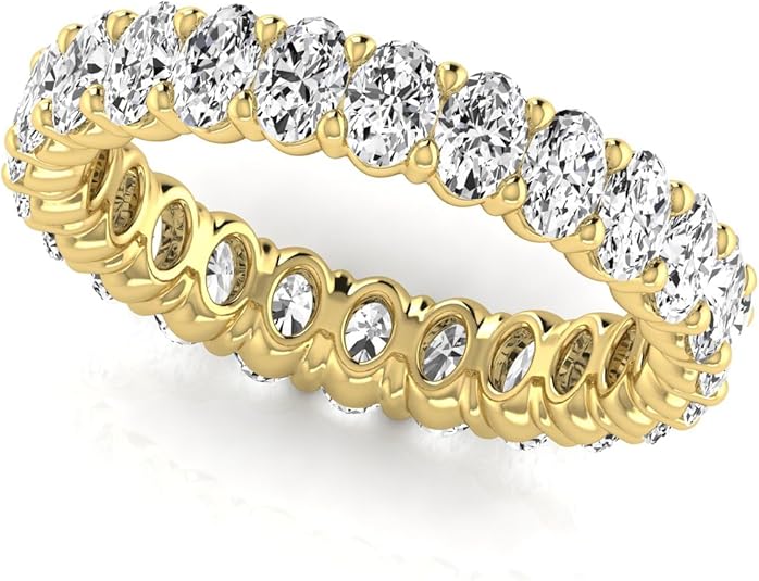 Jewelmore Oval Cut Lab Grown Diamond Eternity Band – Elegant & Timeless Design | 14K Gold, Stone Size-0.10 | E-F Color, VS-SI Clarity | 30 Day Free Return