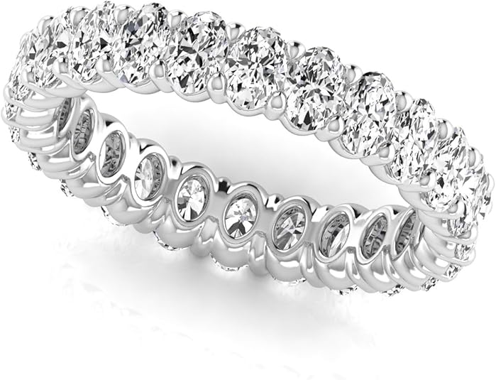 Jewelmore Oval Cut Lab Grown Diamond Eternity Band – Elegant & Timeless Design | 14K Gold, Stone Size-0.10 | E-F Color, VS-SI Clarity | 30 Day Free Return