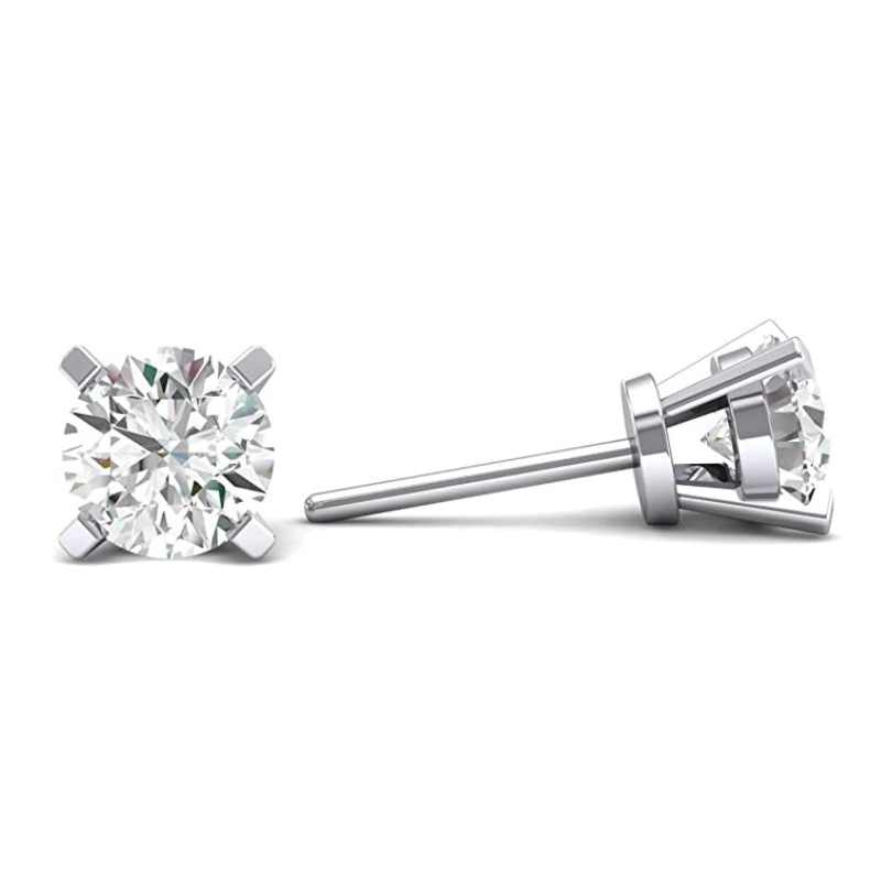 14K Gold Round-Cut Diamond Stud Earring