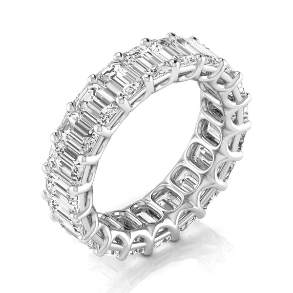 JewelMore 14K Gold Emerald Cut Lab Grown Diamond Eternity Band for Women | 14K Gold, Stone Size-0.30 | E-F Color, VS-SI Clarity | 30 Day Free Return