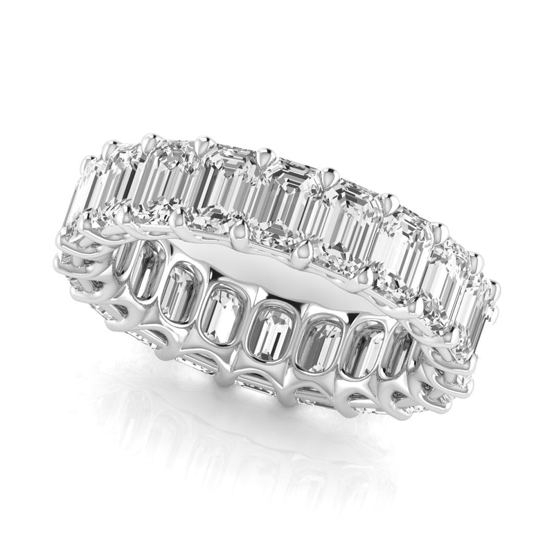 JewelMore 14K Gold Emerald Cut Lab Grown Diamond Eternity Band for Women | 14K Gold, Stone Size-0.30 | E-F Color, VS-SI Clarity | 30 Day Free Return