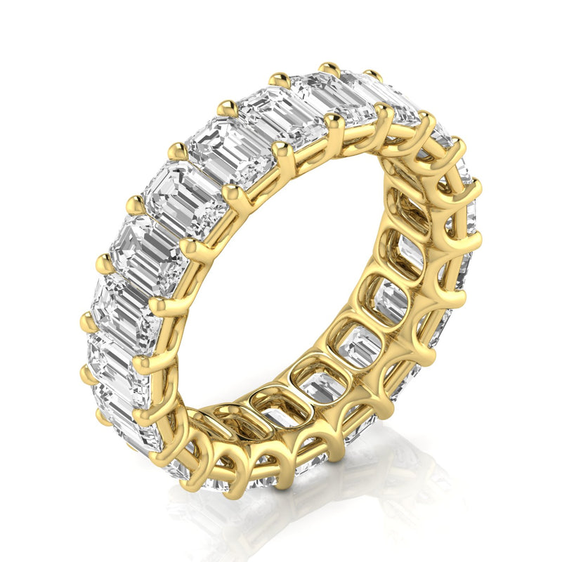 JewelMore 14K Gold Emerald Cut Lab Grown Diamond Eternity Band for Women | 14K Gold, Stone Size-0.30 | E-F Color, VS-SI Clarity | 30 Day Free Return