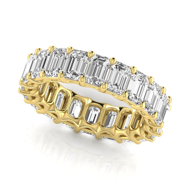 JewelMore 14K Gold Emerald Cut Lab Grown Diamond Eternity Band for Women | 14K Gold, Stone Size-0.30 | E-F Color, VS-SI Clarity | 30 Day Free Return