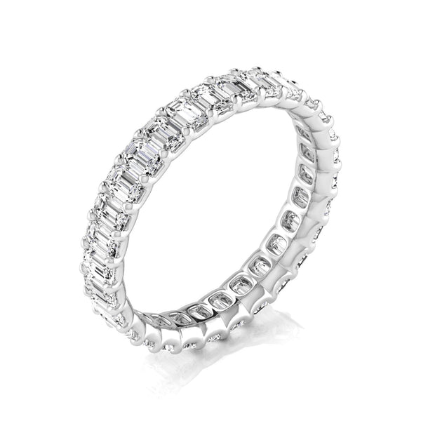 JewelMore 14K Gold Emerald Cut Lab Grown Diamond Eternity Band for Women | 14K Gold, Stone Size-0.10 | E-F Color, VS-SI Clarity | 30 Day Free Return