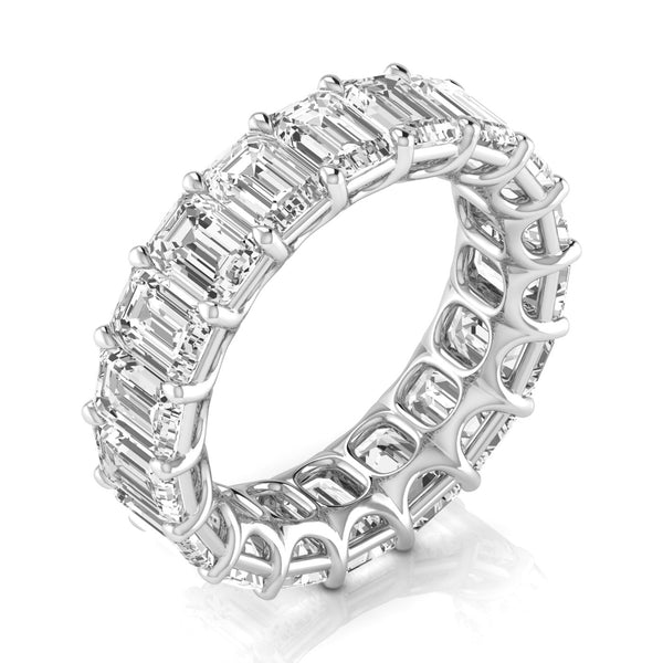 JewelMore 14K Gold Emerald Cut Lab Grown Diamond Eternity Band for Women | 14K Gold, Stone Size-0.50 | E-F Color, VS-SI Clarity | 30 Day Free Return