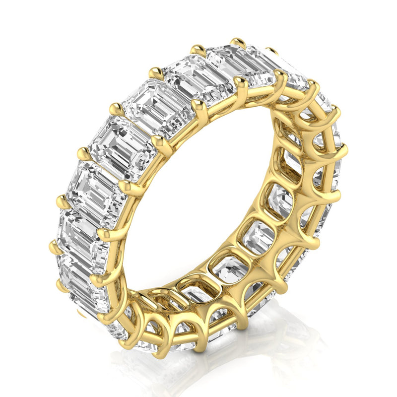 JewelMore 14K Gold Emerald Cut Lab Grown Diamond Eternity Band for Women | 14K Gold, Stone Size-0.50 | E-F Color, VS-SI Clarity | 30 Day Free Return