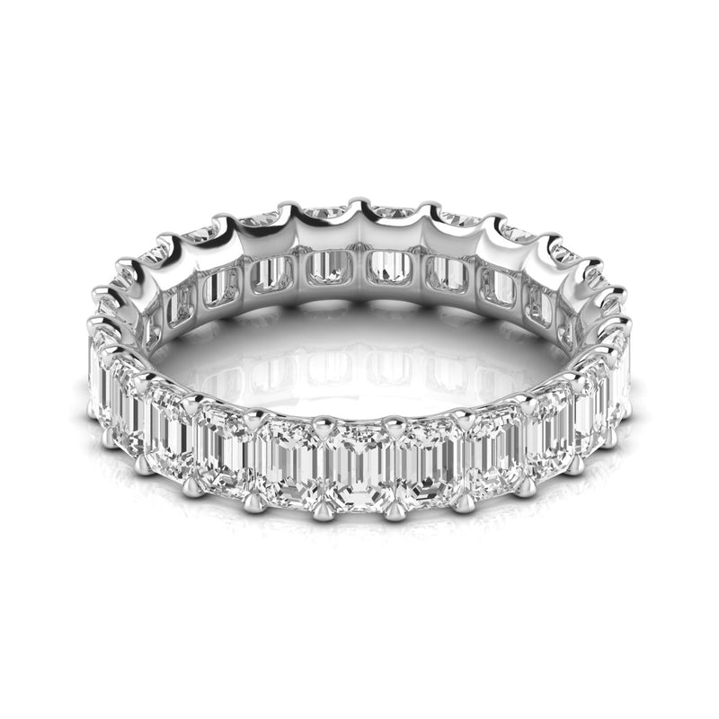 JewelMore 14K Gold Emerald Cut Lab Grown Diamond Eternity Band for Women | 14K Gold, Stone Size-0.20 | E-F Color, VS-SI Clarity | 30 Day Free Return