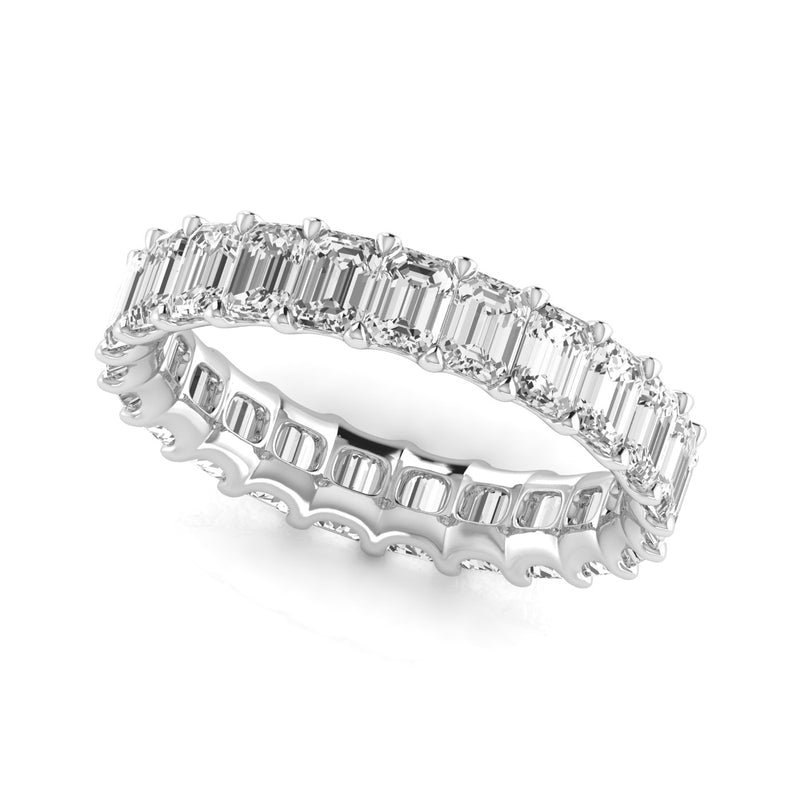 JewelMore 14K Gold Emerald Cut Lab Grown Diamond Eternity Band for Women | 14K Gold, Stone Size-0.20 | E-F Color, VS-SI Clarity | 30 Day Free Return