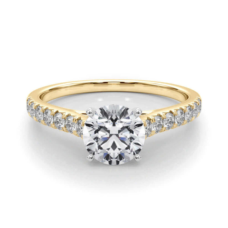 JewelMore 2 Carat Round Lab Grown Diamond Engagement Ring for Women | 14K Gold | 1.70 Carat Center stone | F-G Color, VS-SI Clarity | Beautiful Collection | 30 Day Free Return