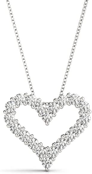 1/4, 1/2 or 1.00 Cttw Diamond Heart Pendant Necklace 